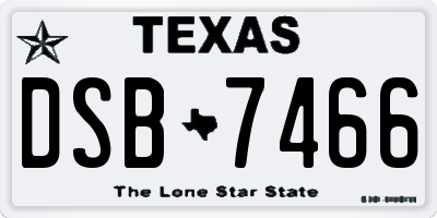 TX license plate DSB7466