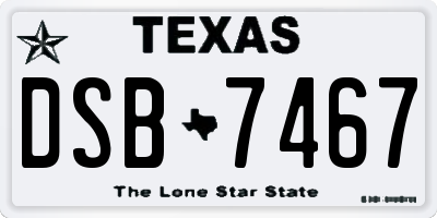 TX license plate DSB7467
