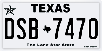 TX license plate DSB7470