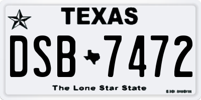 TX license plate DSB7472
