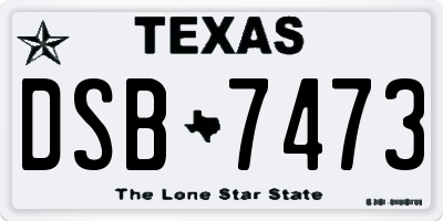 TX license plate DSB7473