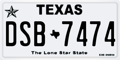 TX license plate DSB7474