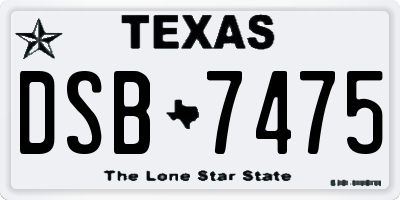 TX license plate DSB7475