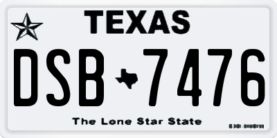 TX license plate DSB7476