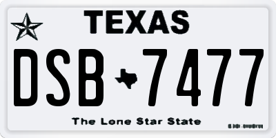 TX license plate DSB7477