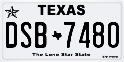 TX license plate DSB7480