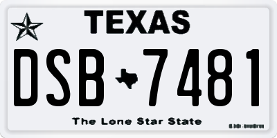 TX license plate DSB7481
