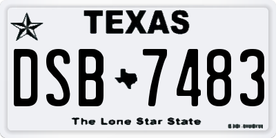 TX license plate DSB7483