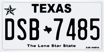 TX license plate DSB7485