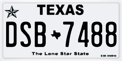 TX license plate DSB7488