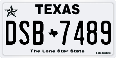 TX license plate DSB7489