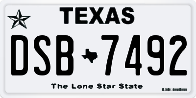 TX license plate DSB7492