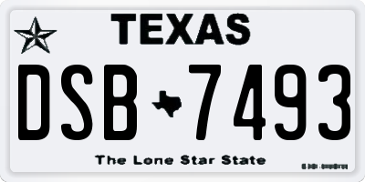 TX license plate DSB7493