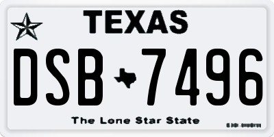 TX license plate DSB7496