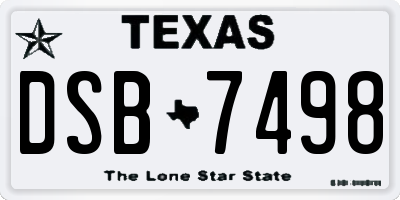 TX license plate DSB7498