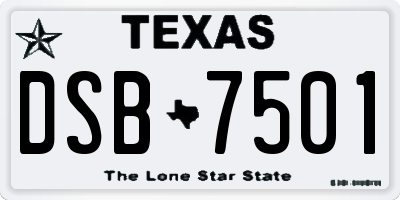 TX license plate DSB7501