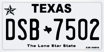 TX license plate DSB7502