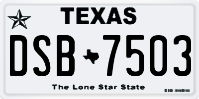 TX license plate DSB7503