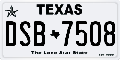 TX license plate DSB7508