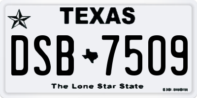 TX license plate DSB7509