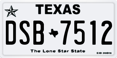 TX license plate DSB7512