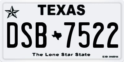 TX license plate DSB7522