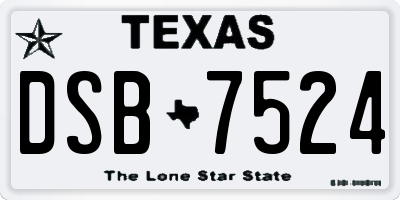 TX license plate DSB7524