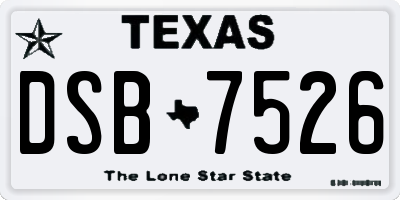 TX license plate DSB7526