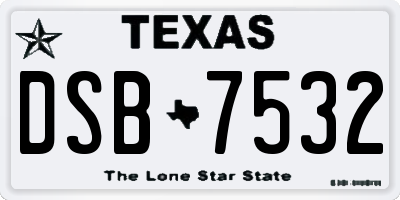 TX license plate DSB7532