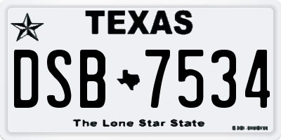 TX license plate DSB7534