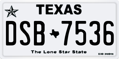 TX license plate DSB7536