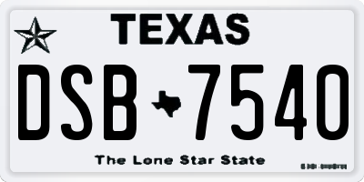TX license plate DSB7540