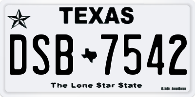 TX license plate DSB7542
