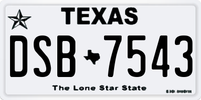 TX license plate DSB7543