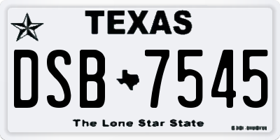 TX license plate DSB7545