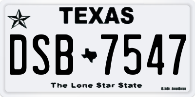 TX license plate DSB7547