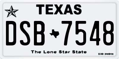 TX license plate DSB7548