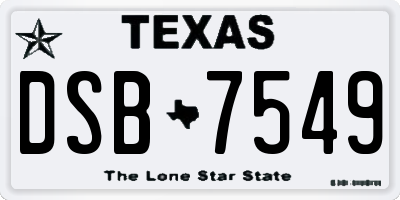 TX license plate DSB7549