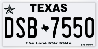 TX license plate DSB7550