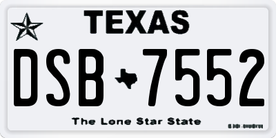 TX license plate DSB7552