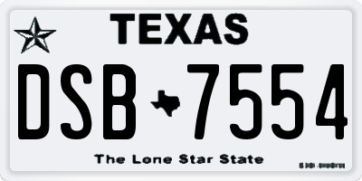 TX license plate DSB7554