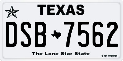 TX license plate DSB7562