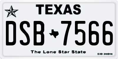 TX license plate DSB7566