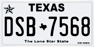 TX license plate DSB7568