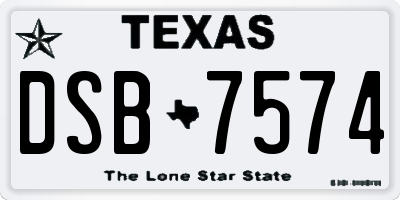 TX license plate DSB7574