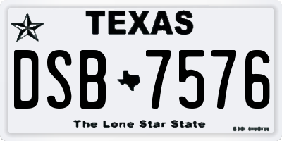 TX license plate DSB7576