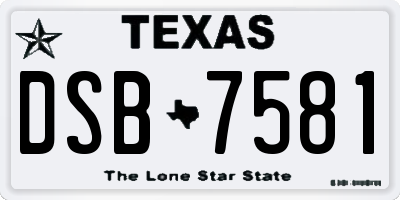 TX license plate DSB7581