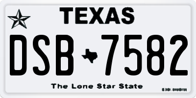TX license plate DSB7582