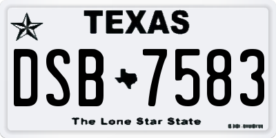 TX license plate DSB7583