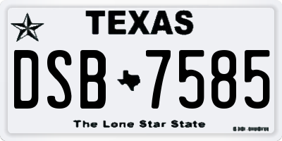TX license plate DSB7585